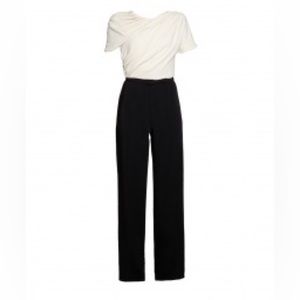 MaxMara Cady bicolor Jumpsuit Azteco cream black draped jumpsuit 14